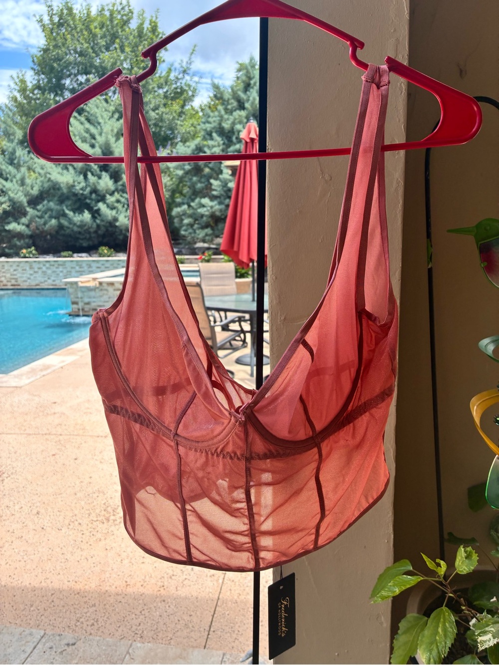 Frederick's of Hollywood Sheer Longline Bralette - Dusty Rose